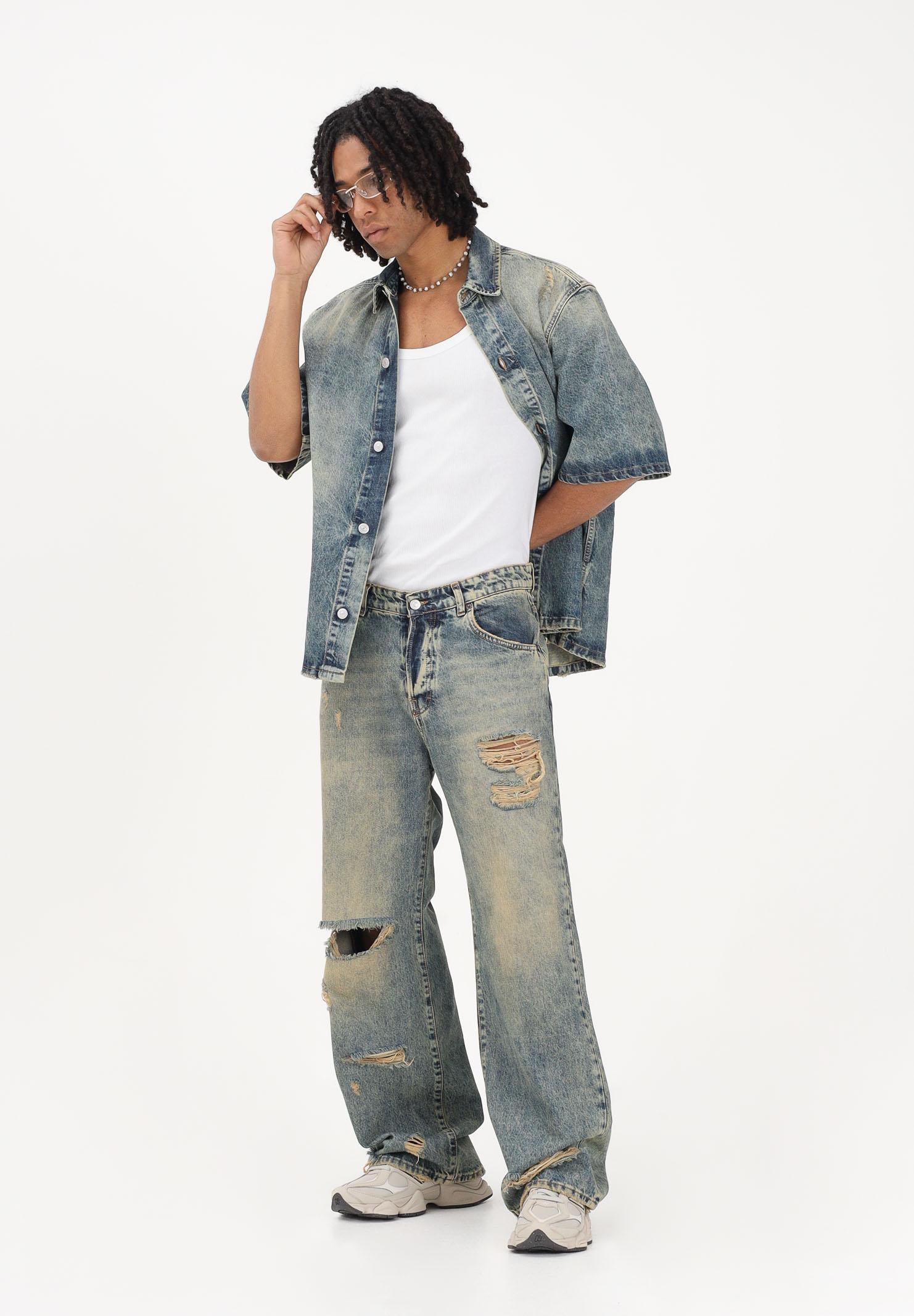 I'M BRIAN Jeans in denim sabbiato da uomo arricchito da strappi e dettagli distressed JASONL126 L126 I'M BRIAN 