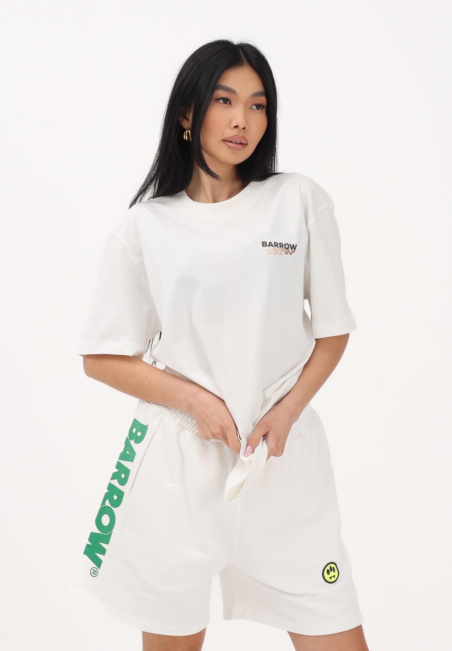 BARROW T-shirt a manica corta bianca per uomo e donna con maxi stampa teddy S6BWUATH076 412 BARROW 