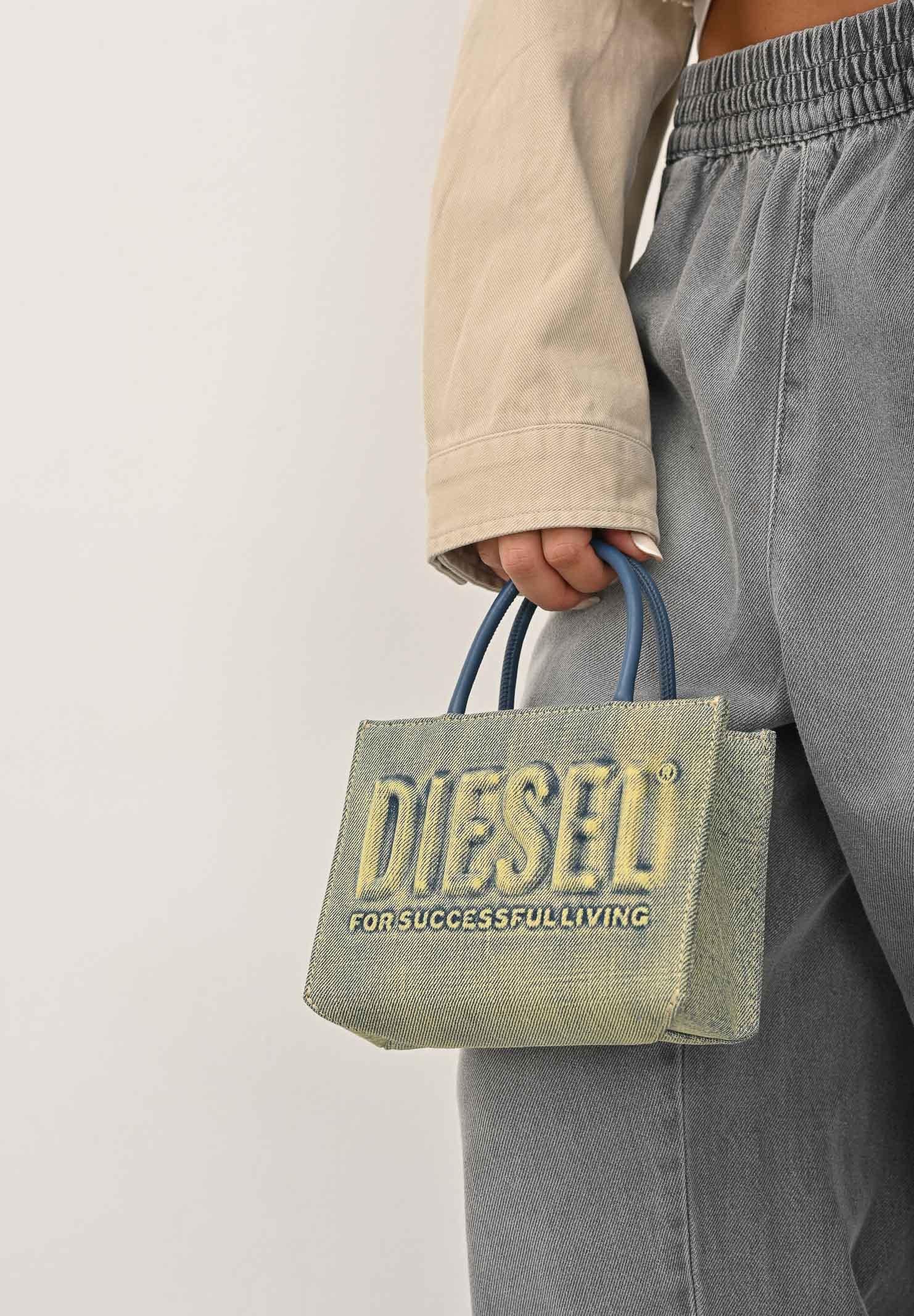 DIESEL Borsa DSL 3D in denim solarizzato da donna con logo istituzionale J02529P5499 H8457 DIESEL 