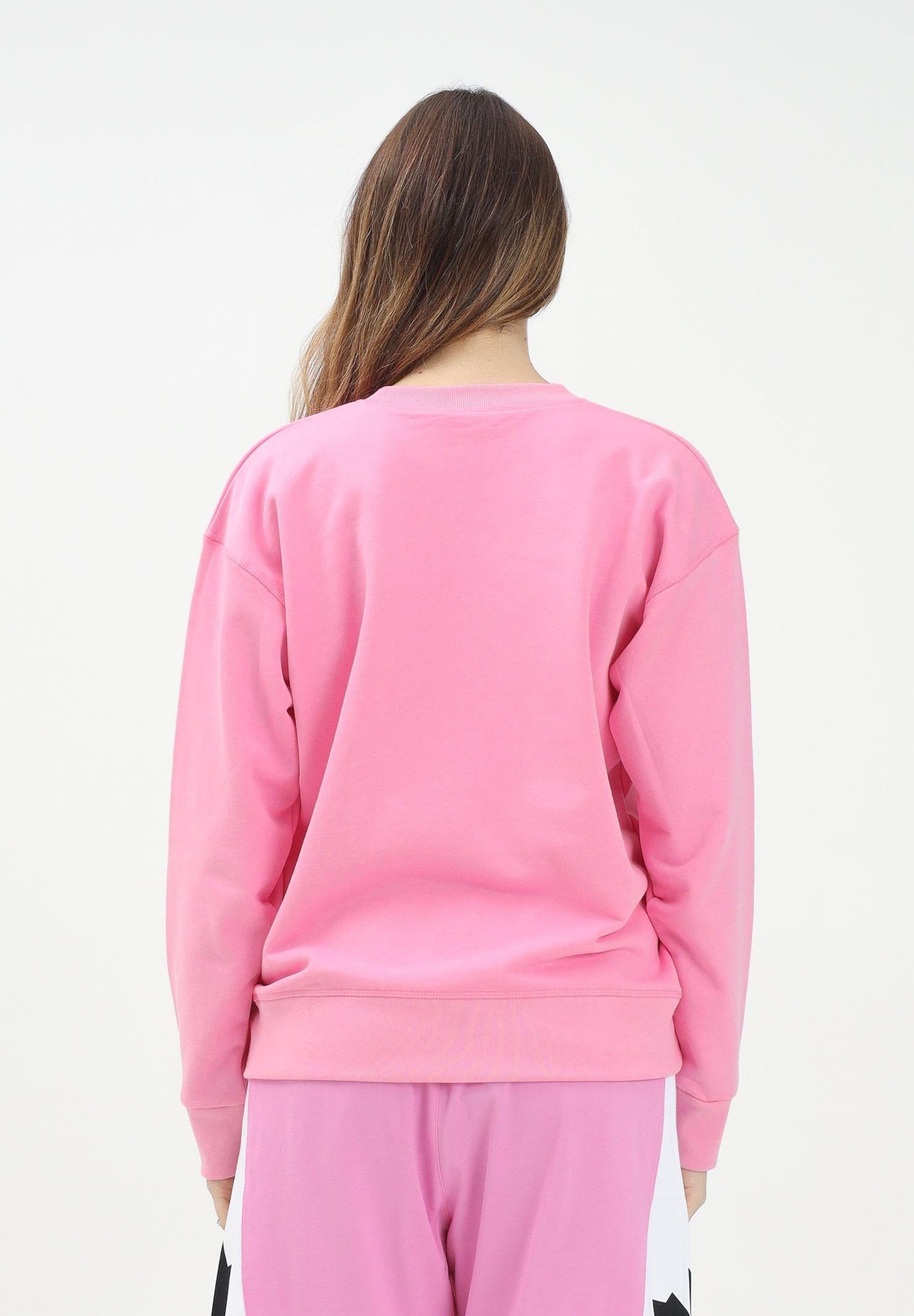 DSQUARED2 Felpa girocollo rosa per donna e bambina con foglia d'acero e logo DQ2786D0A9U DQ321 DSQUARED2 
