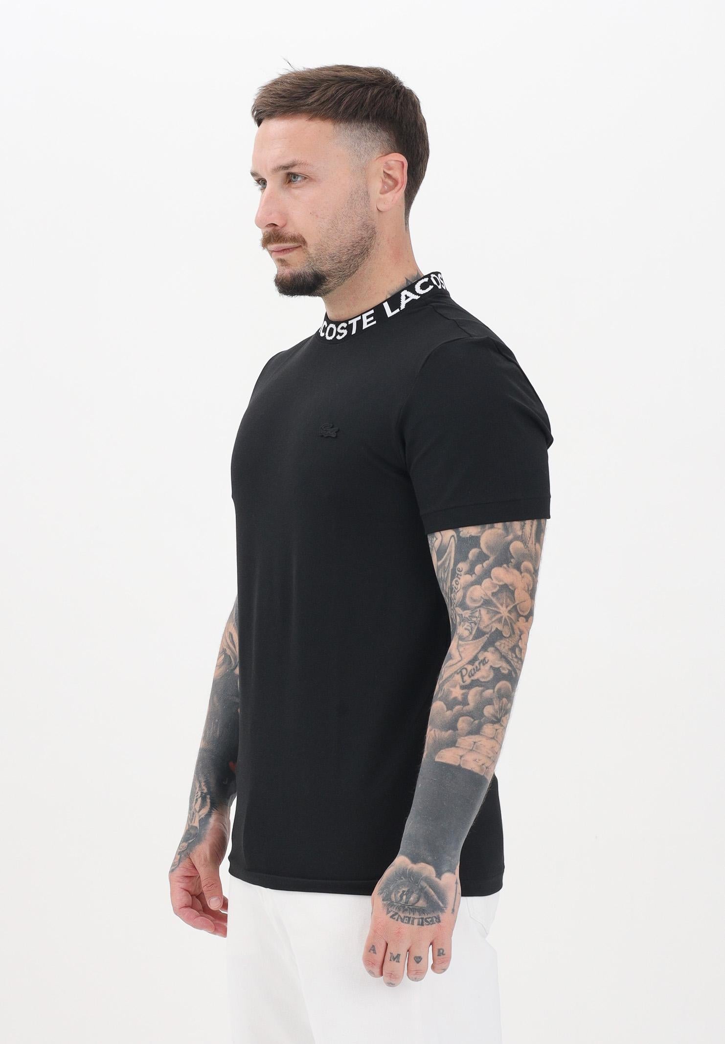 LACOSTE T-shirt a manica corta Jacquard Branded nera da uomo TH9582 031 LACOSTE 