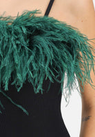 NOELL MAGGINI Abito midi nero da donna con piume verdi 00126083 NEVE NOELL MAGGINI 