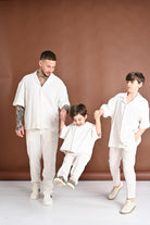 I'M BRIAN Camicia a manica corta panna da bambino con lavorazione a rombi traforati CA3312J PA I'M BRIAN 