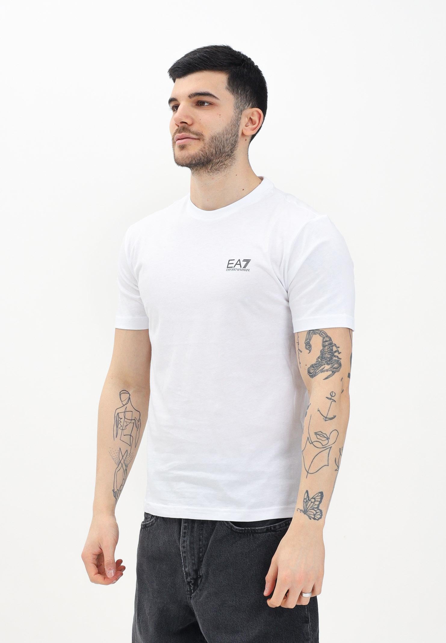 EA7 T-shirt a manica corta bianca da uomo con stampa logo 7M000567AF10375 M0003 EA7 
