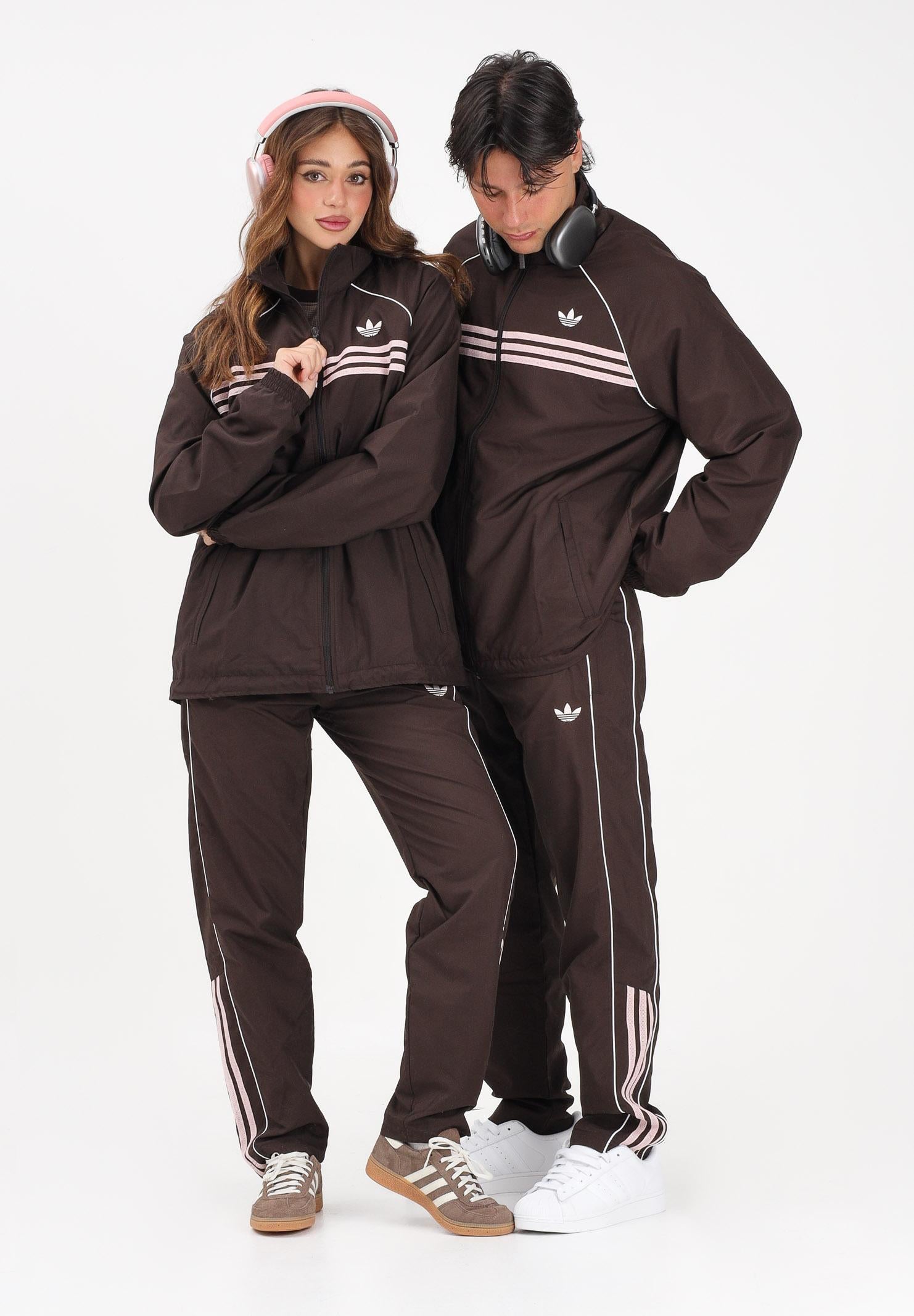 ADIDAS ORIGINALS Pantalone sportivo HALF STRIPES marrone e rosa per uomo e donna KC6441 . ADIDAS ORIGINALS 