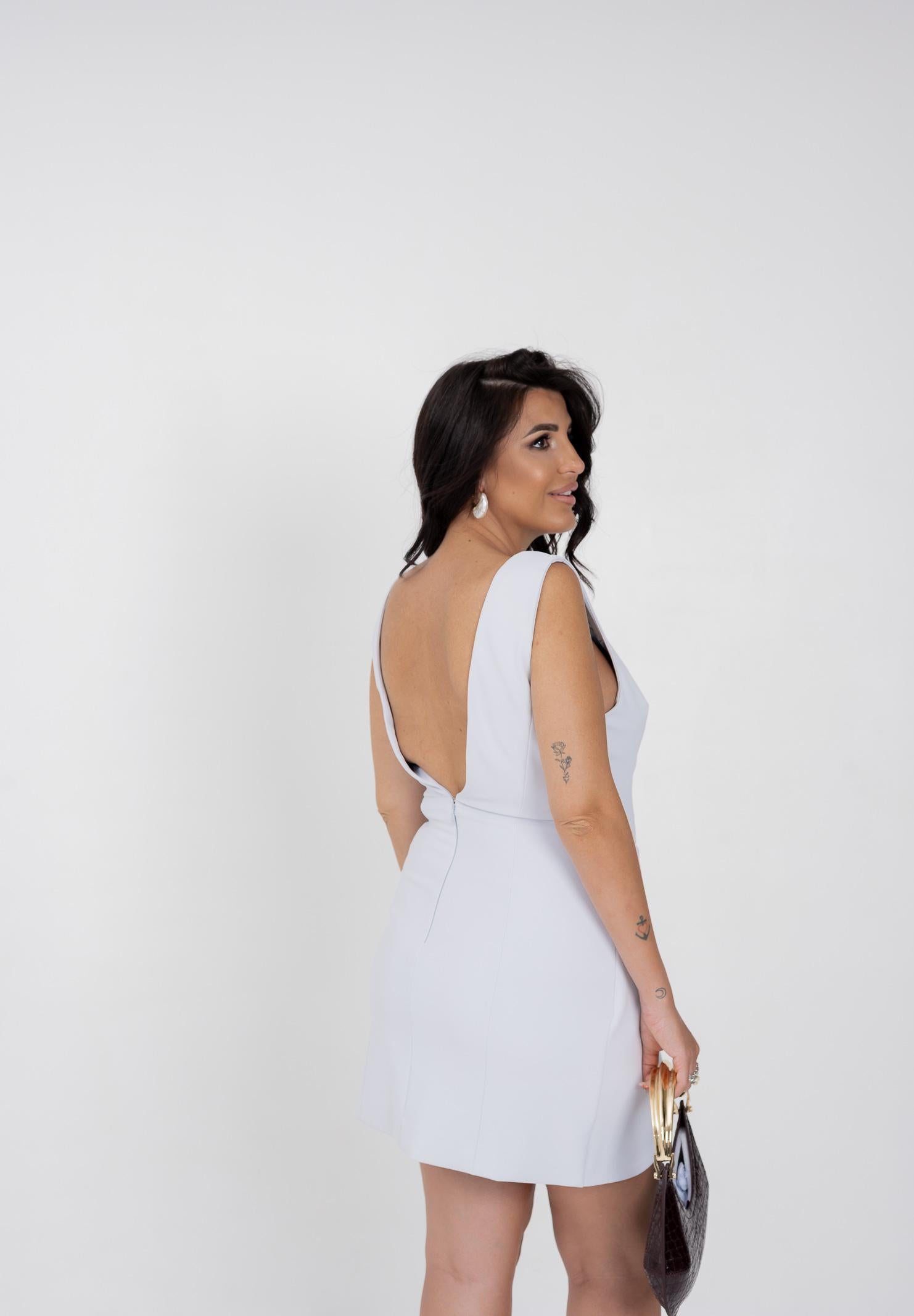 ELISABETTA FRANCHI Abito corto ghiaccio da donna con bottoni gioiello AB79856E2 EA7 ELISABETTA FRANCHI 