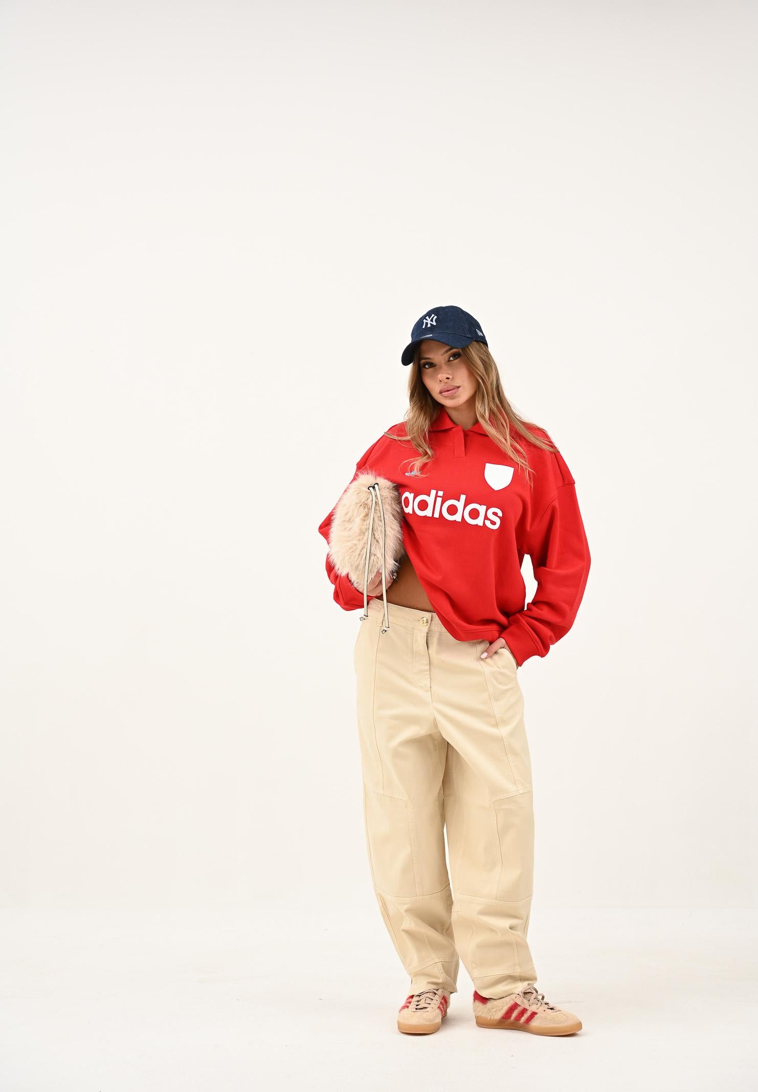 ADIDAS ORIGINALS Felpa FOOTIE rossa da donna JW2779  ADIDAS ORIGINALS 