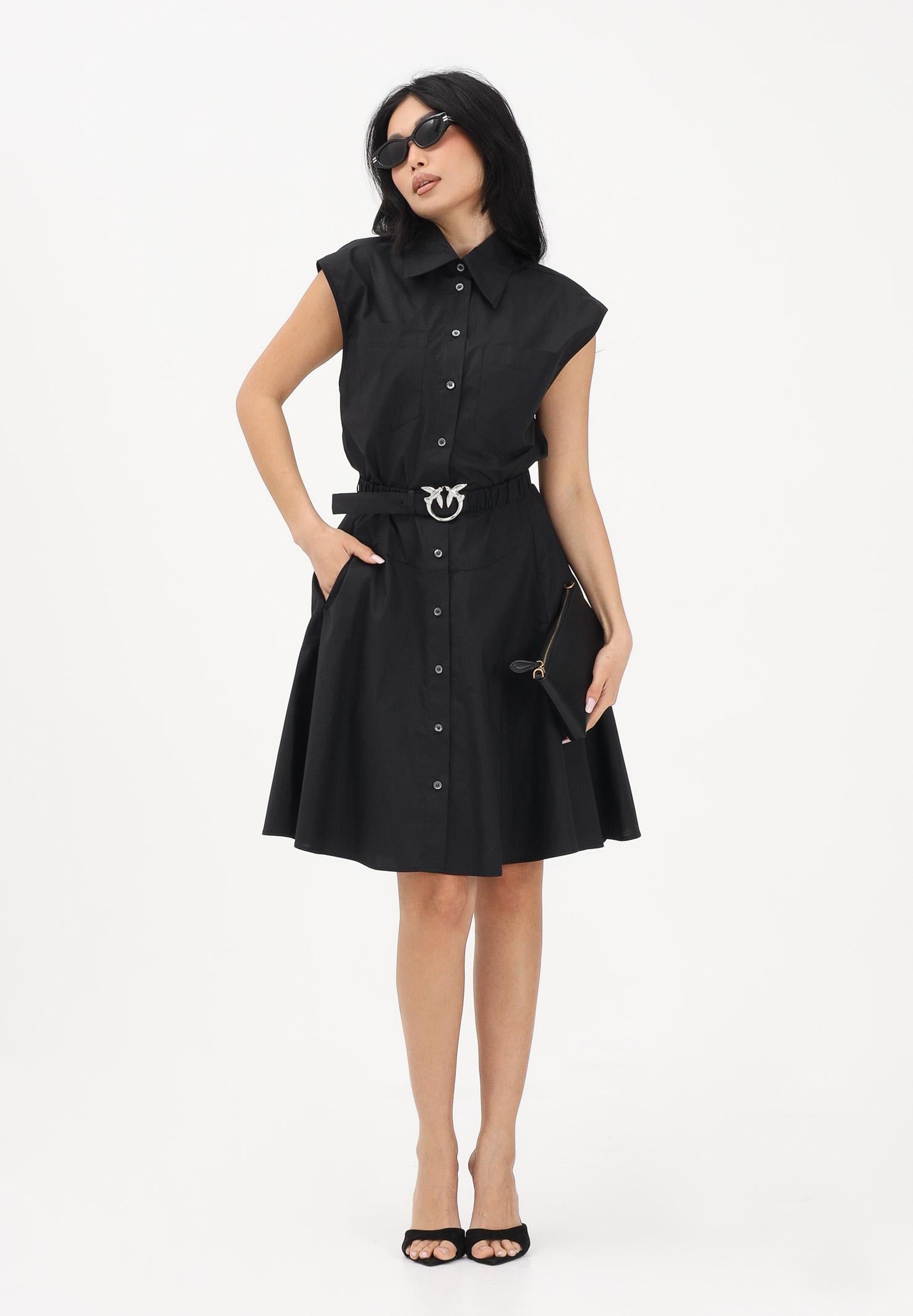 PINKO Abito chemisier nero da donna con cintura 103111A2LD Z99 PINKO 