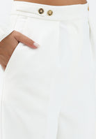 ELISABETTA FRANCHI Pantalone elegante avorio da donna con accessorio gioiello PA09956E2 360 ELISABETTA FRANCHI 