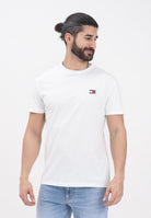 TOMMY JEANS T-shirt a manica corta bianca da uomo con ricamo logo DM0DM20322 YBL TOMMY JEANS 