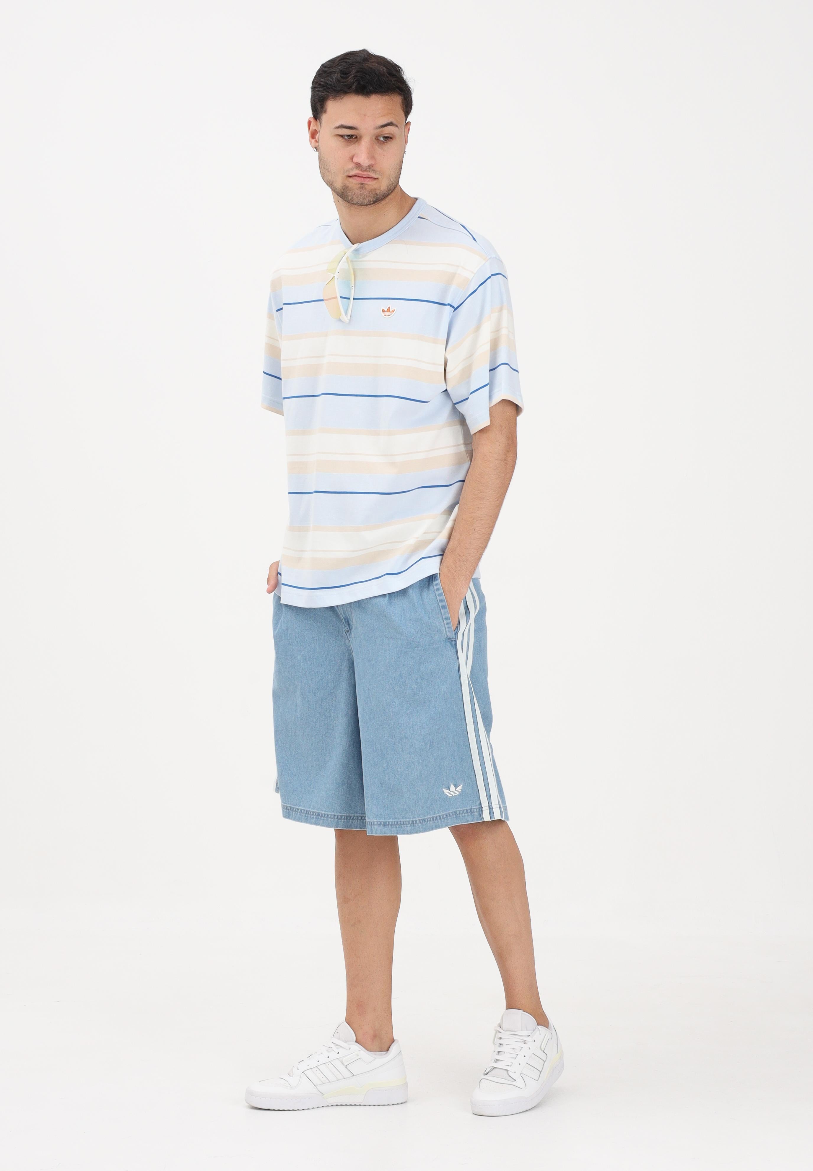 ADIDAS ORIGINALS T-shirt a manica corta azzurra da uomo con motivo a righe KX1268 . ADIDAS ORIGINALS 