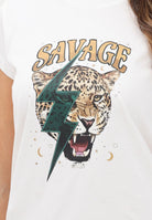 VICOLO T-shirt a manica corta bianca da donna con stampa RF0444 BI VICOLO 