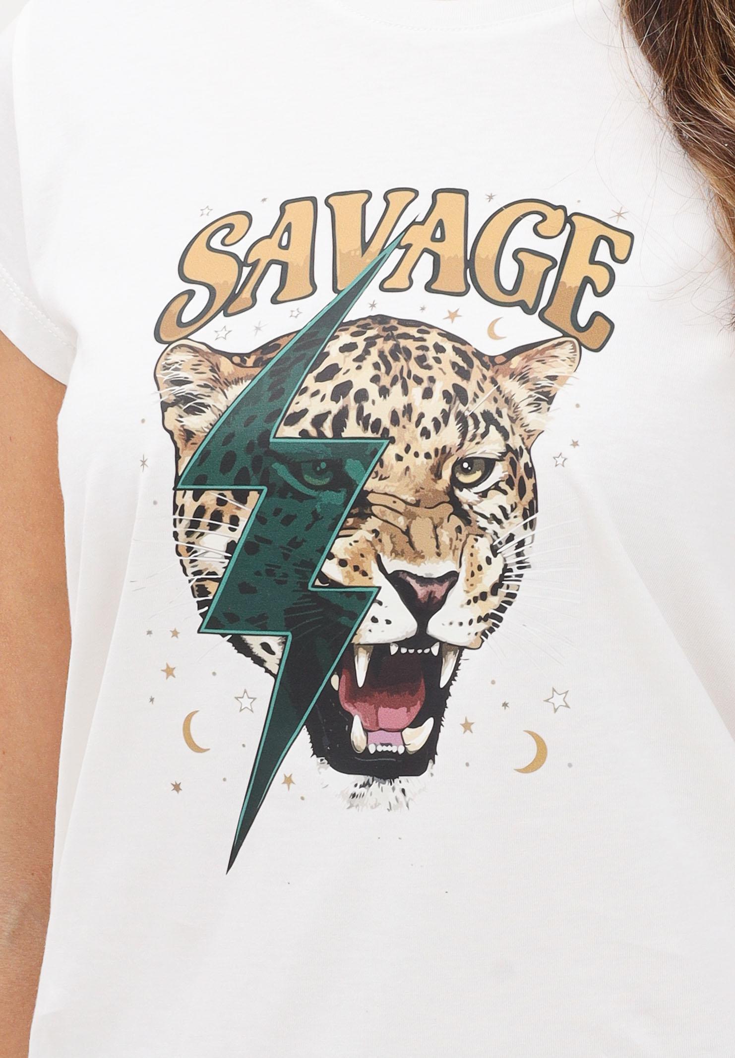 VICOLO T-shirt a manica corta bianca da donna con stampa RF0444 BI VICOLO 