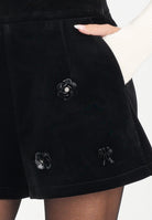ODI ODI Shorts Merlar nero da donna in velluto con applicazioni MERLARA090W5 D6 ODI ODI 