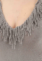 SIMONA CORSELLINI Body in maglia fango da donna con frange P26CPBDO0101 V0770 SIMONA CORSELLINI 