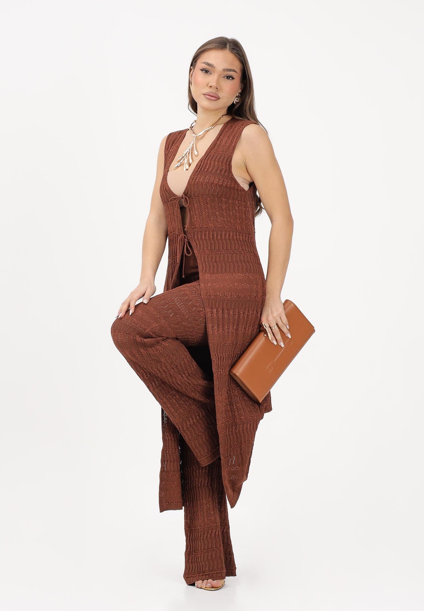 AKEP Gilet lungo marrone da donna GLKD13209 V2 AKEP 