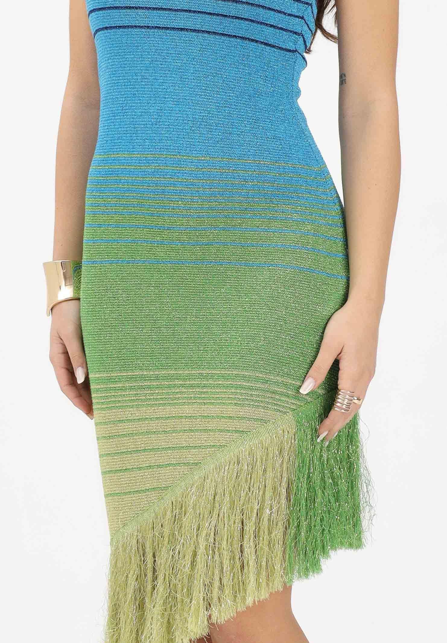 AKEP Abito corto multicolore da donna con frange e lavorazione sfumata VSKD13296 V1 AKEP 