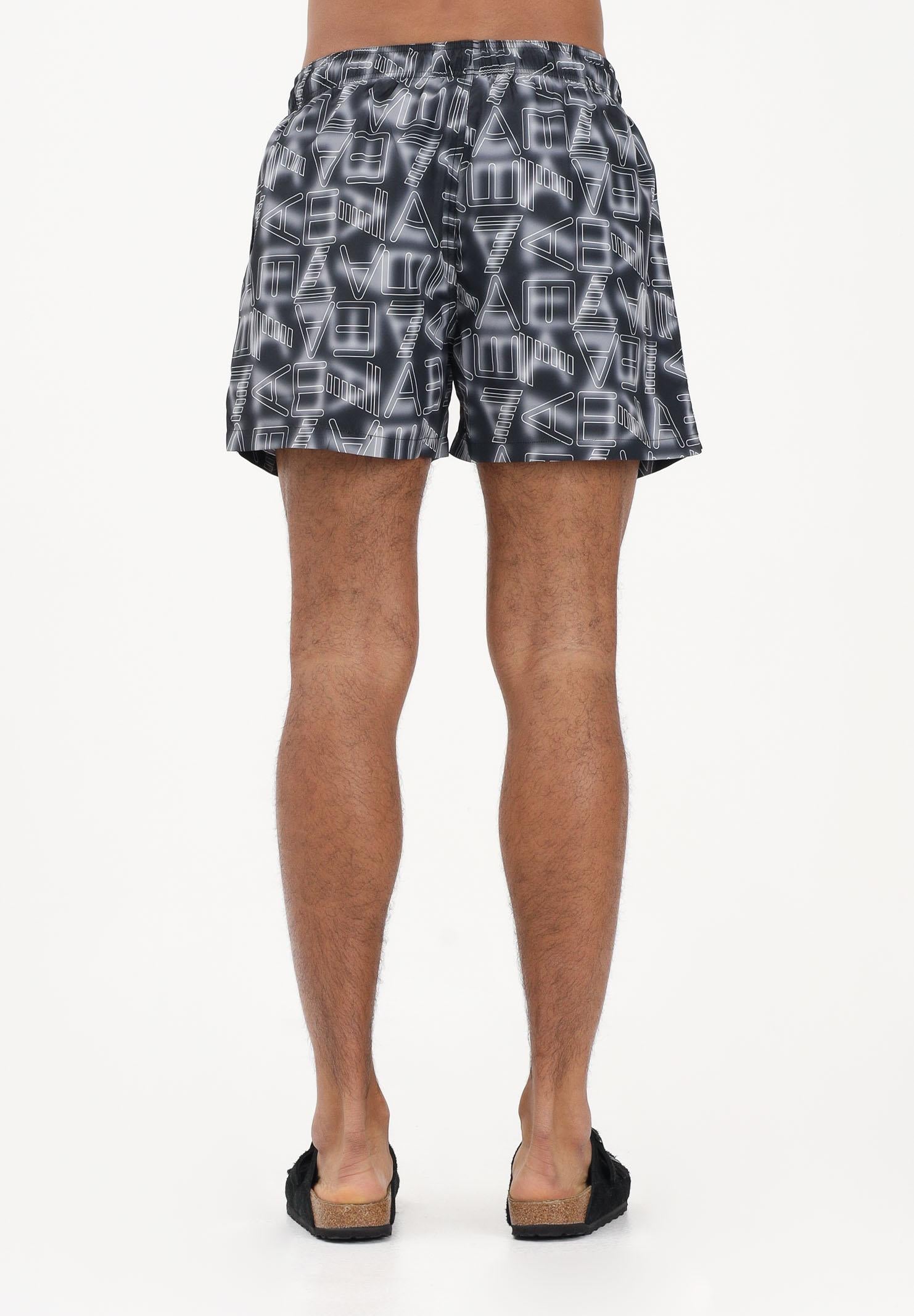 EA7 Shorts mare nero da uomo con logo all-over 7M001715AF21250 MC001 EA7 