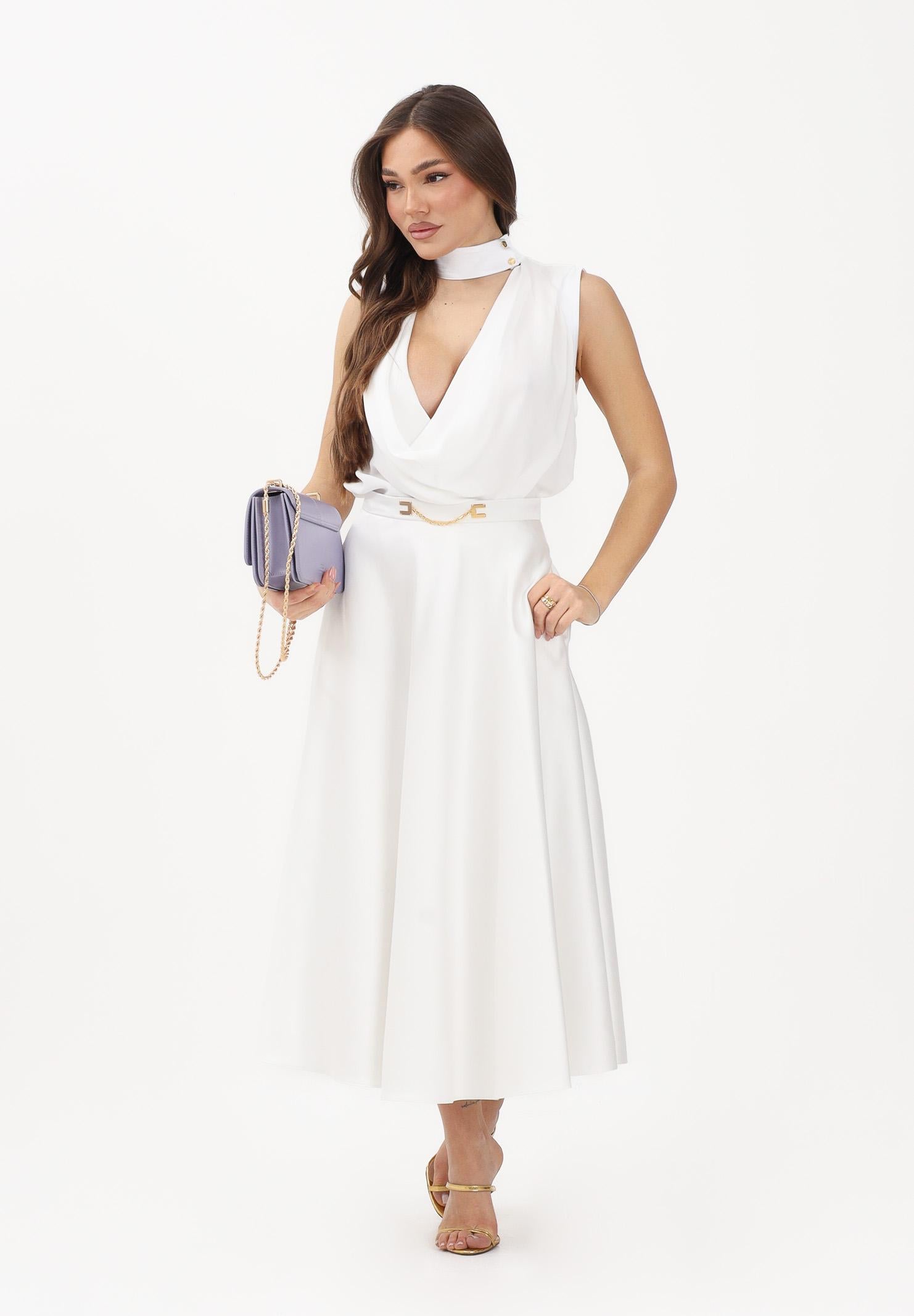 ELISABETTA FRANCHI Gonna midi avorio da donna GO15661E2 360 ELISABETTA FRANCHI 