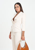 ELISABETTA FRANCHI Giacca doppiopetto latte da donna in doppio crêpe<BR/> GI17456E2 DZ9 ELISABETTA FRANCHI 