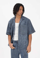 I'M BRIAN Camicia a manica corta in denim medio da uomo con lavorazione CA3649 0028 I'M BRIAN 