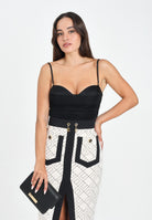 ELISABETTA FRANCHI Body nero da donna con drappeggi BO00456E2 110 ELISABETTA FRANCHI 