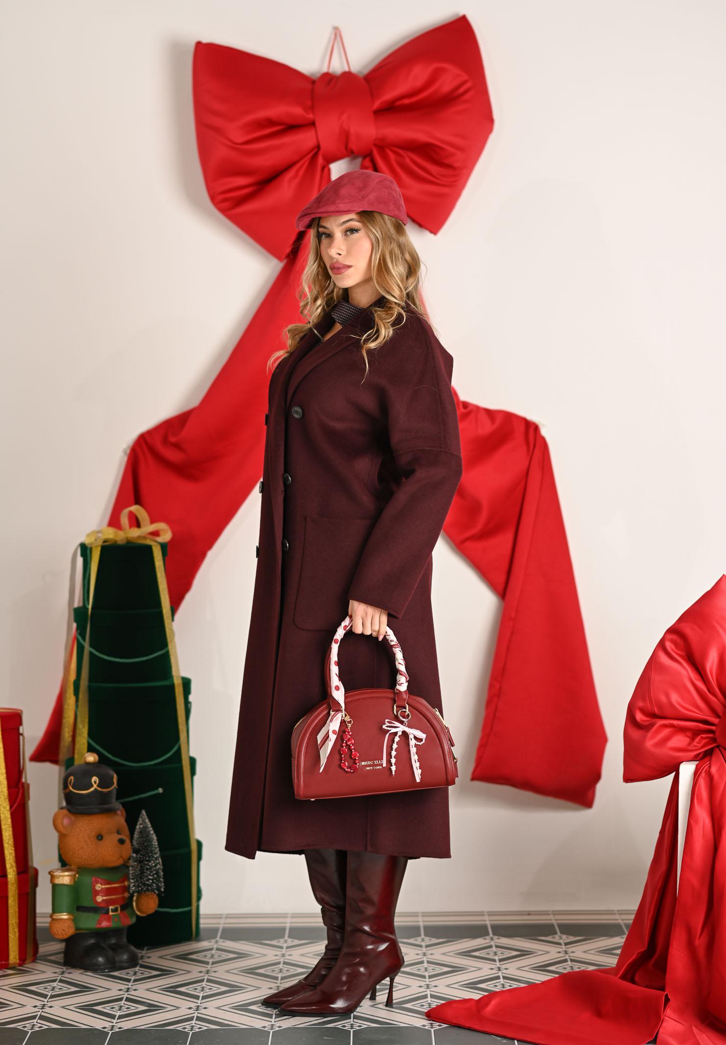 VICOLO Cappotto lungo bordeaux da donna TF0001 FU39 VICOLO 