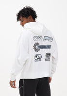 PUMA Felpa con cappuccio bianca da uomo con logo nero stampato 632078 02 PUMA 