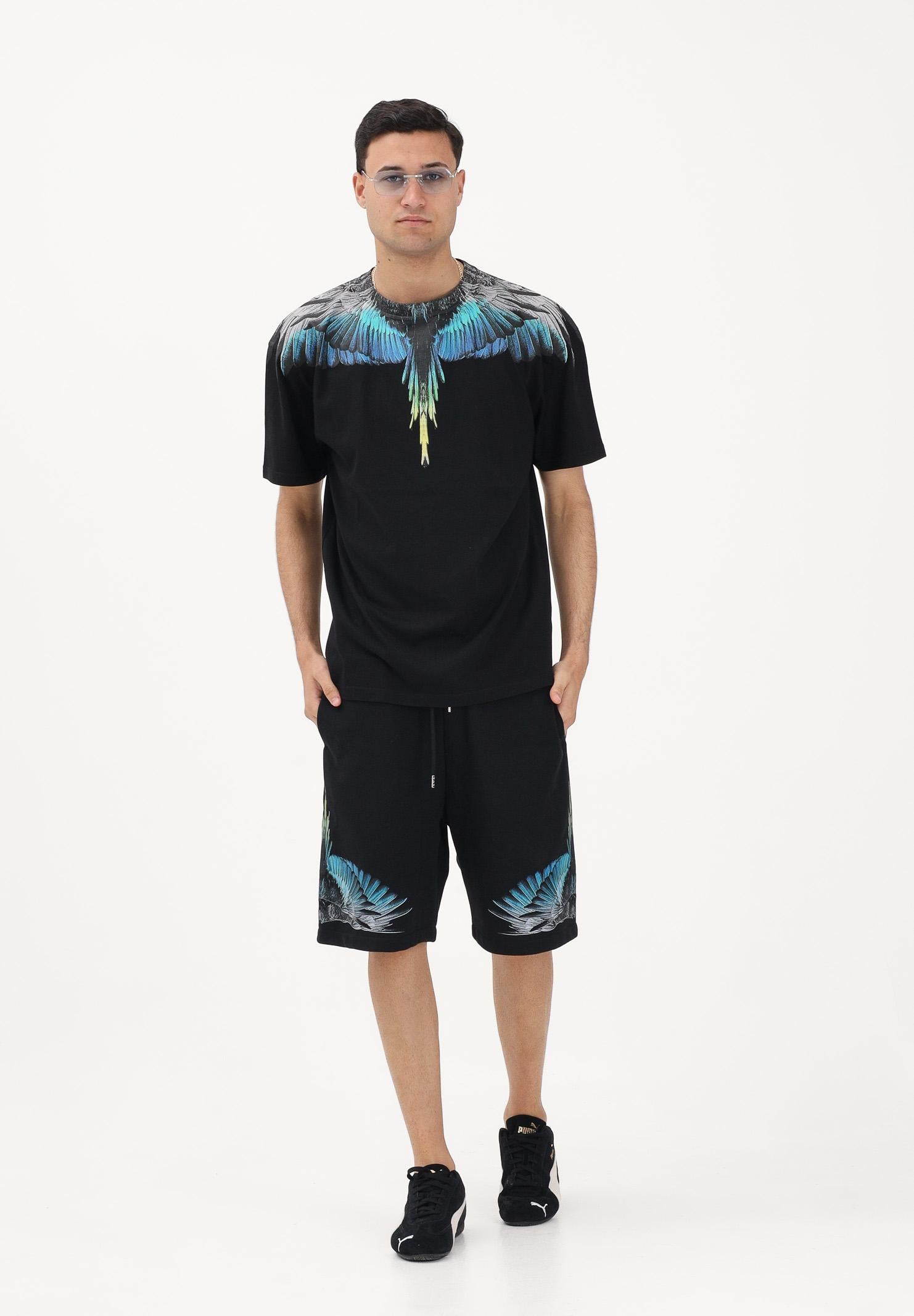 MARCELO BURLON COUNTY OF MILAN T-shirt a manica corta nera da uomo con stampa ali S6CMMATH022 110 MARCELO BURLON COUNTY OF MILAN 