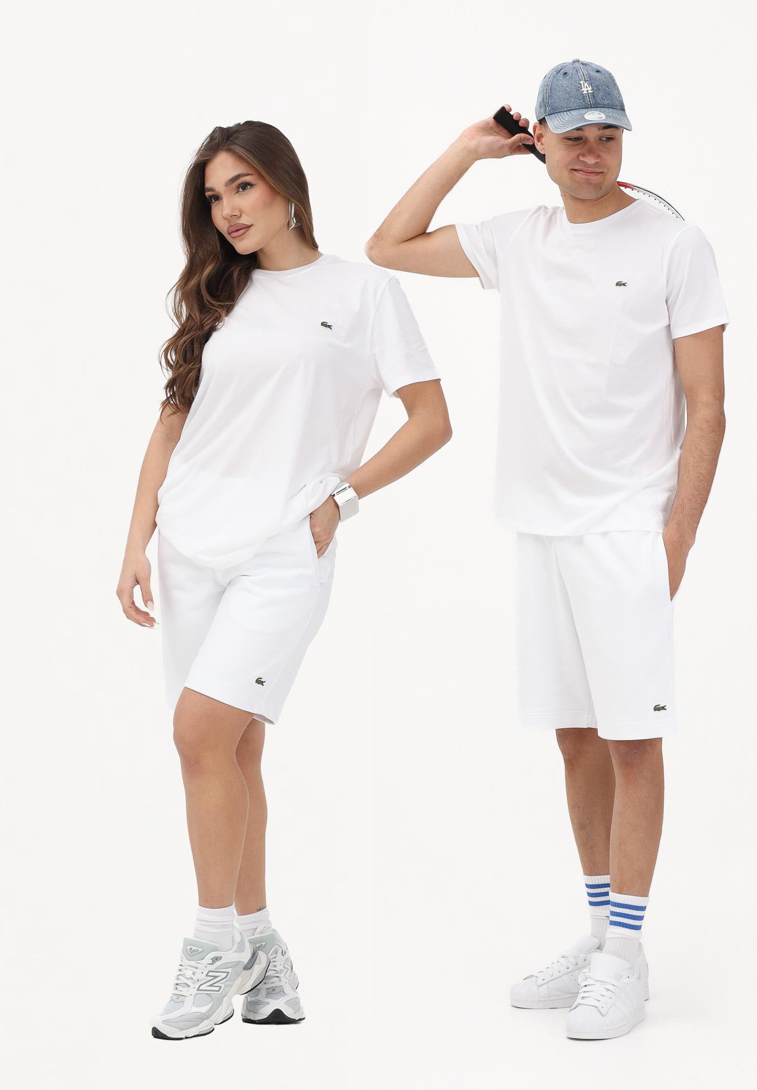 LACOSTE Shorts sportivo bianco per uomo e donna con logo GH9860 001 LACOSTE 