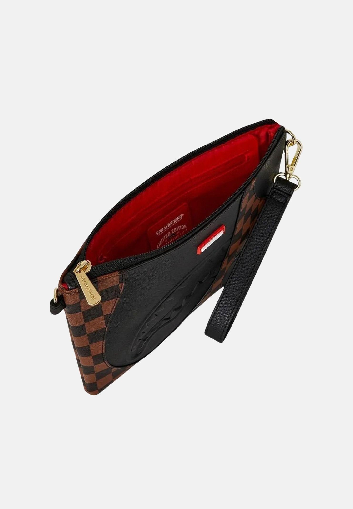 SPRAYGROUND Pochette JETSTREAM BROWN CROSSOVER CLUTCH marrone e nera per uomo e donna 910B8283NSZ . SPRAYGROUND 