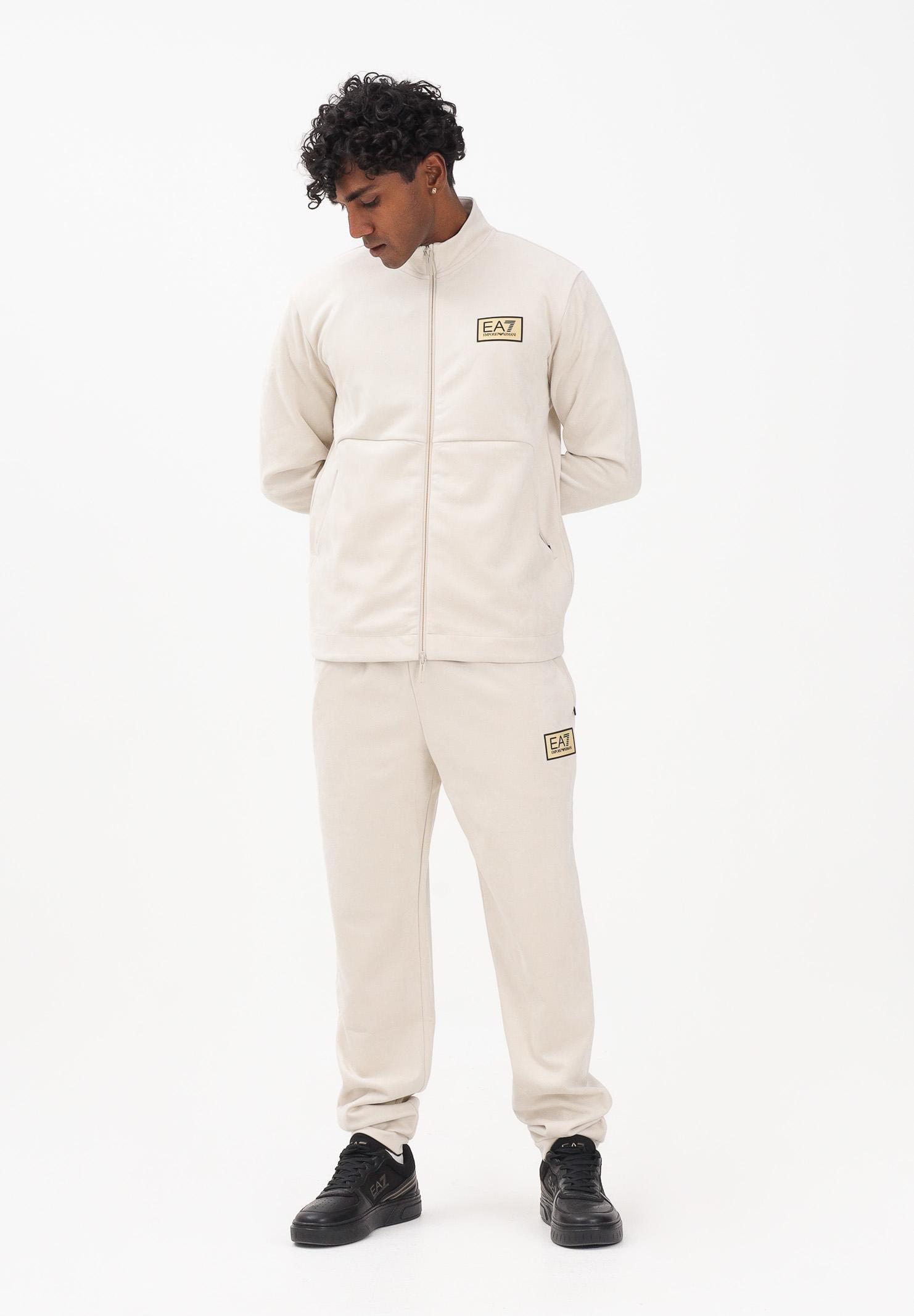 EA7 Pantalone sportivo panna da uomo in tessuto effetto scamosciato 7M000676AF16718 U1086 EA7 