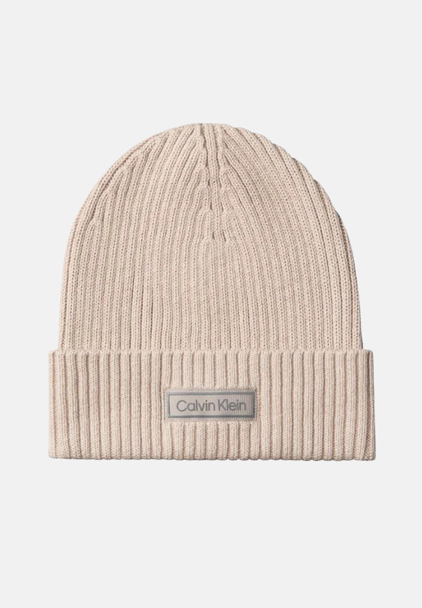 CALVIN KLEIN Berretto di lana beige per uomo e donna con logo LV04D8053G RMU CALVIN KLEIN 