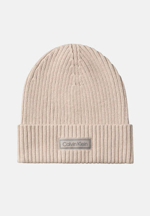 CALVIN KLEIN Berretto di lana beige per uomo e donna con logo LV04D8053G RMU CALVIN KLEIN 