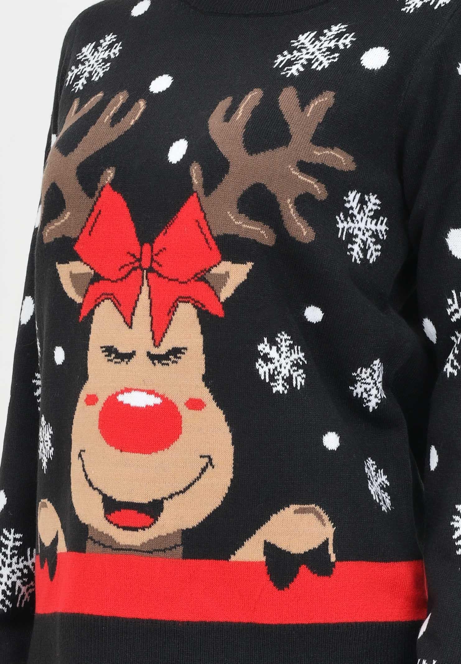 JDY Maglioncino girocollo nero da donna con renna 15238375 Black JDY 