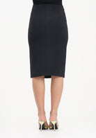 ELISABETTA FRANCHI Gonna midi nera da donna con dettagli logo<BR/> GO14761E2 110 ELISABETTA FRANCHI 
