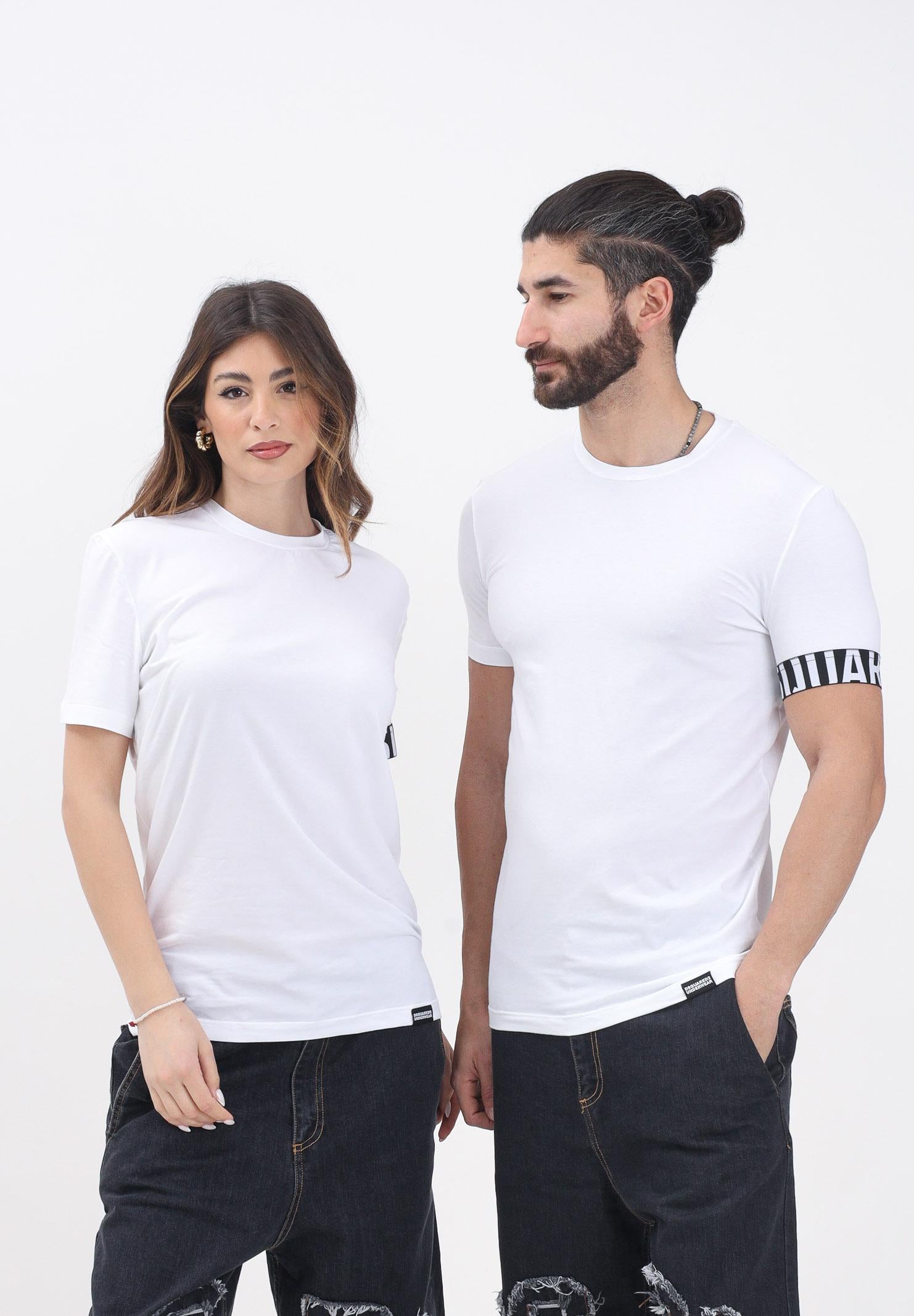 DSQUARED2 T-shirt a manica corta bianca per uomo e donna con manica logata D9M3S5770 110 DSQUARED2 