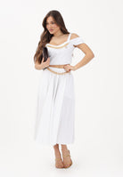 ELISABETTA FRANCHI Gonna midi bianca da donna con dettaglio gioiello GO16061E2 100 ELISABETTA FRANCHI 