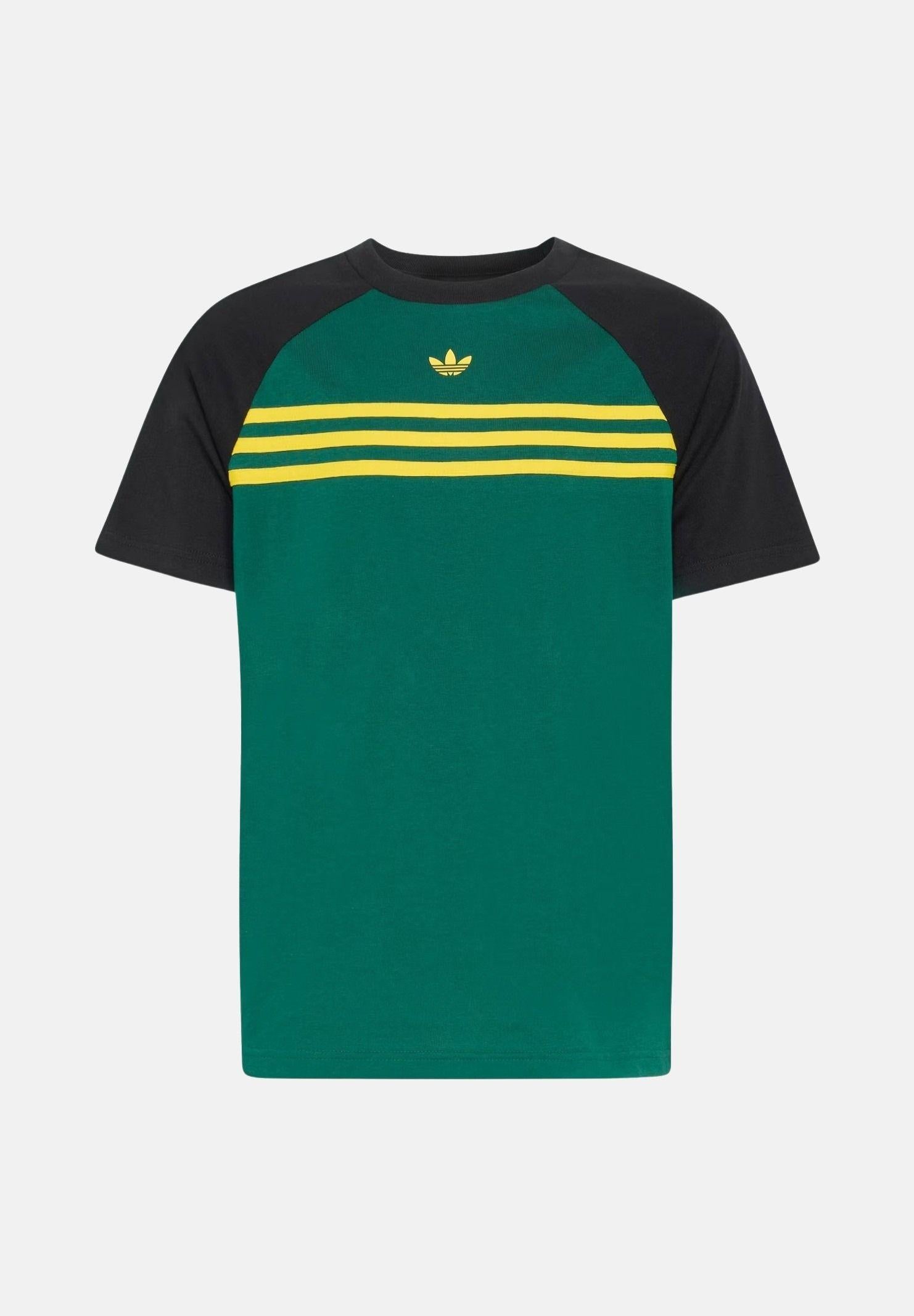 ADIDAS ORIGINALS T-shirt a manica corta Regular Horizontal 3 Stripes verde e nera per bambino e bambina KD5403 . ADIDAS ORIGINALS 