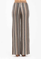 AKEP Pantalone a gamba dritta in maglia lavorata con righe multicolor da donna PTKD11003 V2 AKEP 