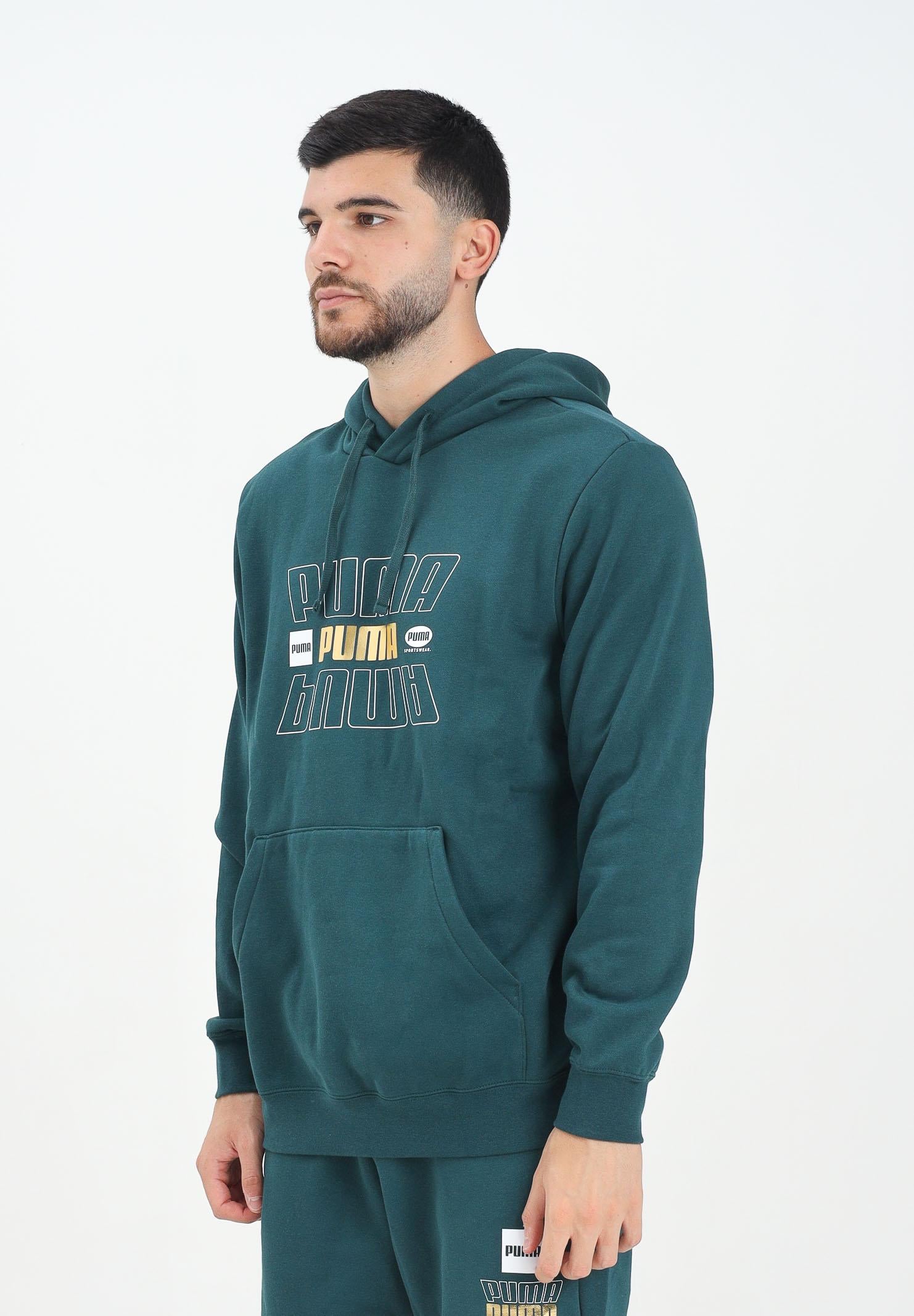 PUMA Felpa con cappuccio Essentials Logo Lab verde da uomo 688190 75 PUMA 
