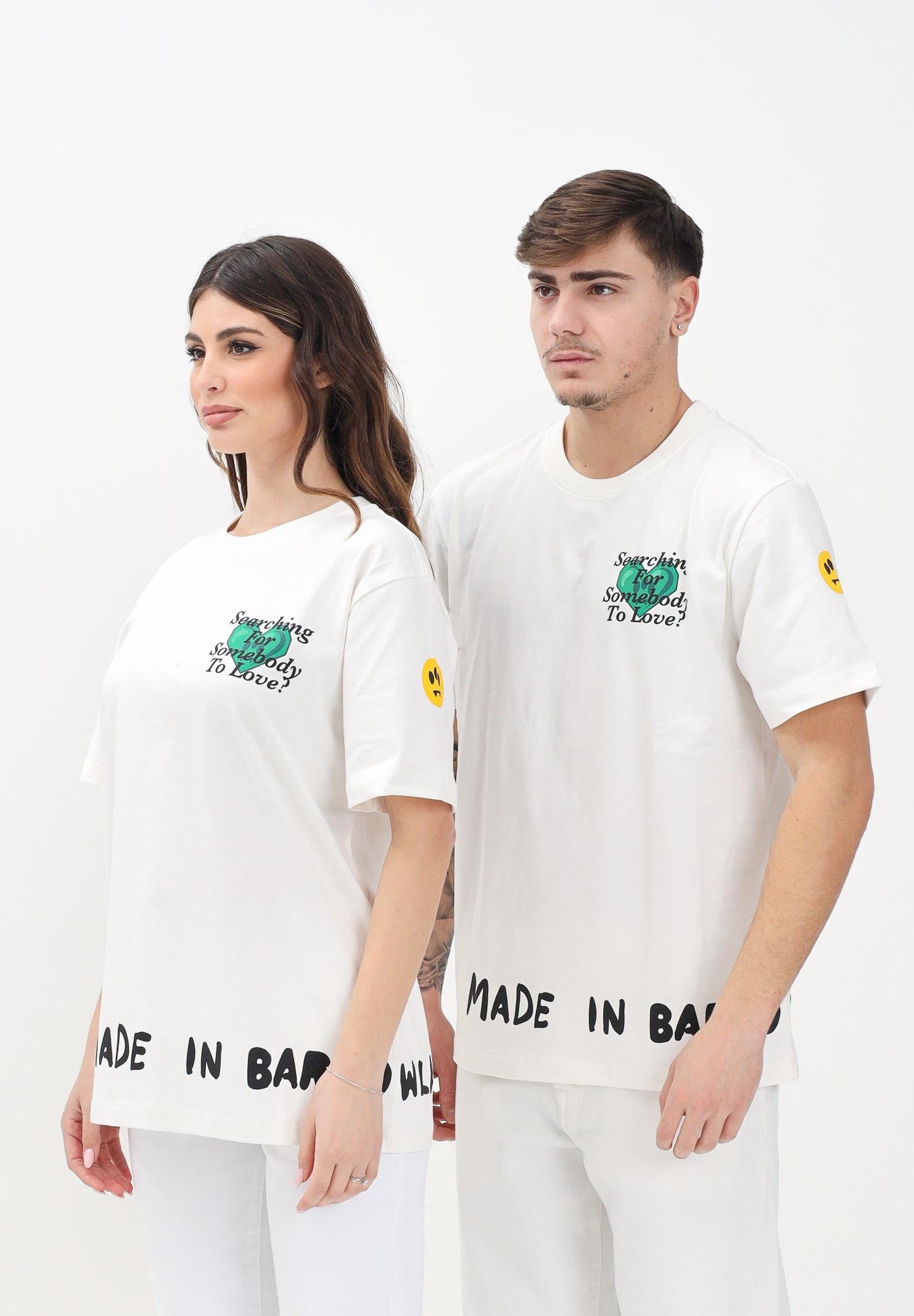 BARROW T-shirt a manica corta bianca per uomo e donna con grafica S5BWUATH060 002 BARROW 