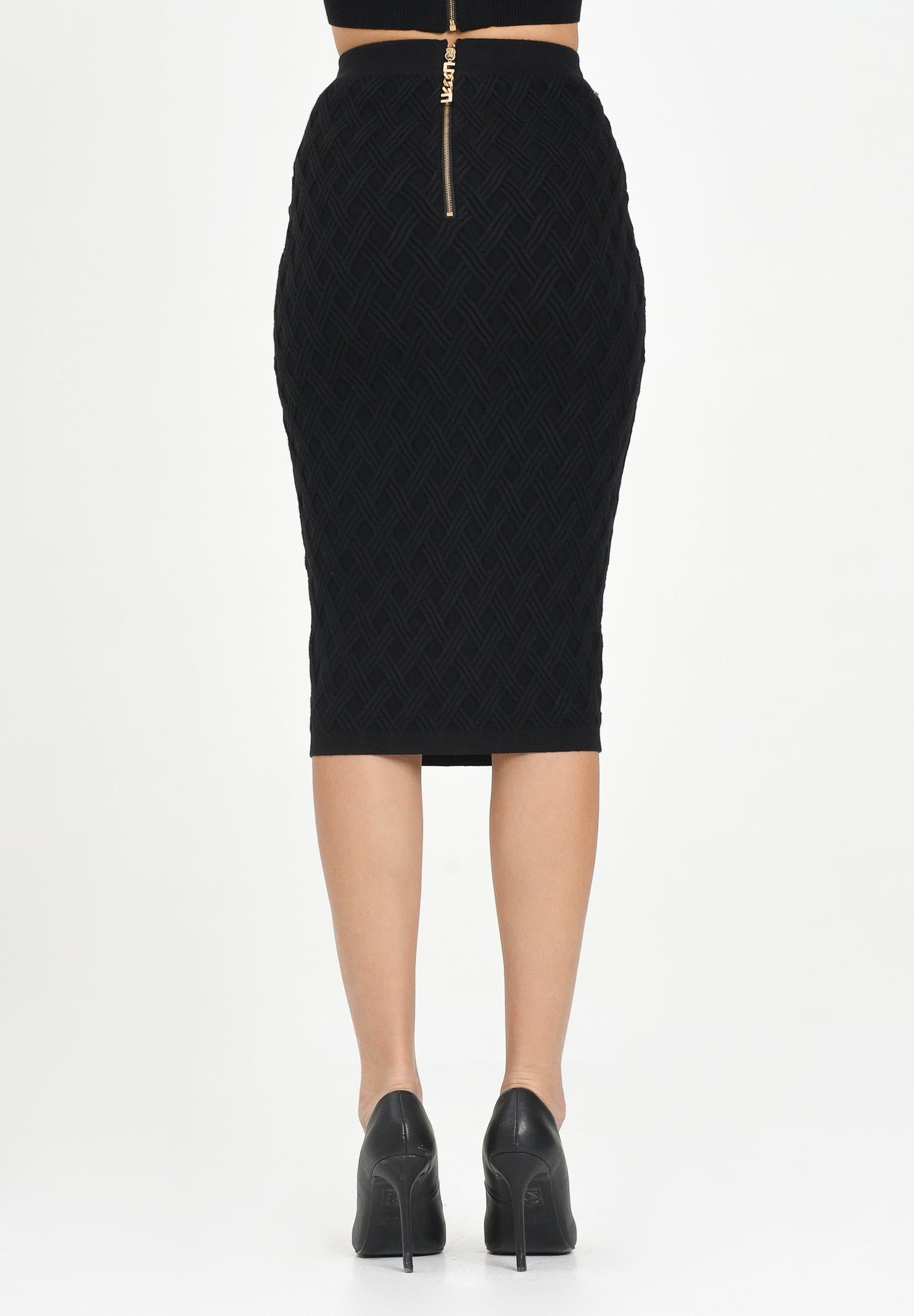 ELISABETTA FRANCHI Gonna midi in maglia nera da donna GK20B56E2 110 ELISABETTA FRANCHI 