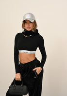 CALVIN KLEIN Top a maniche lunghe nero da donna con elastico logato LV00QF8600 UB1 CALVIN KLEIN 