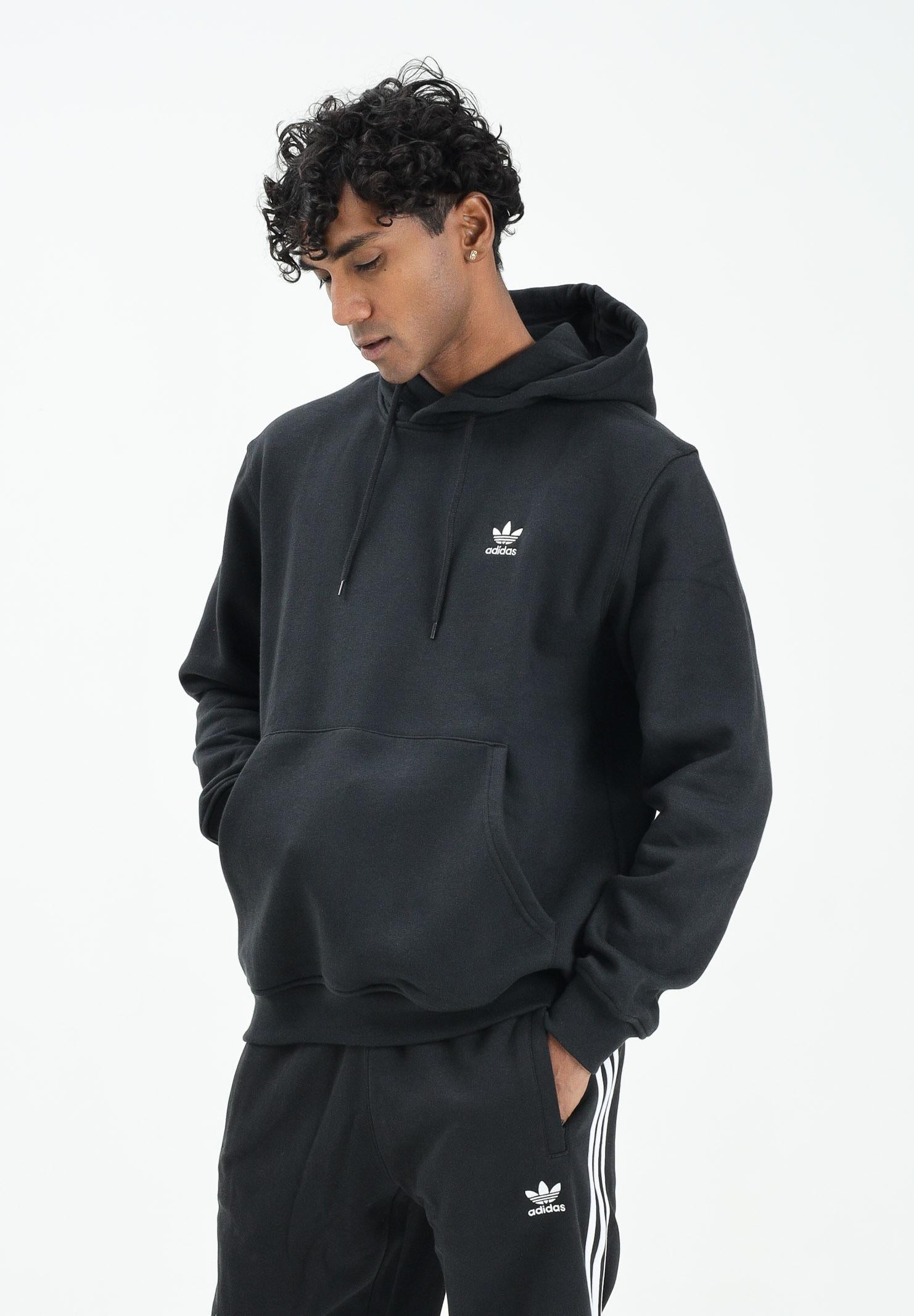 ADIDAS ORIGINALS Felpa con cappuccio Trefoil Essentials nera da uomo IY4930  ADIDAS ORIGINALS 