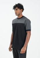 YES LONDON T-shirt a manica corta nera da uomo con inserti grigi XM4215 NE YES LONDON 