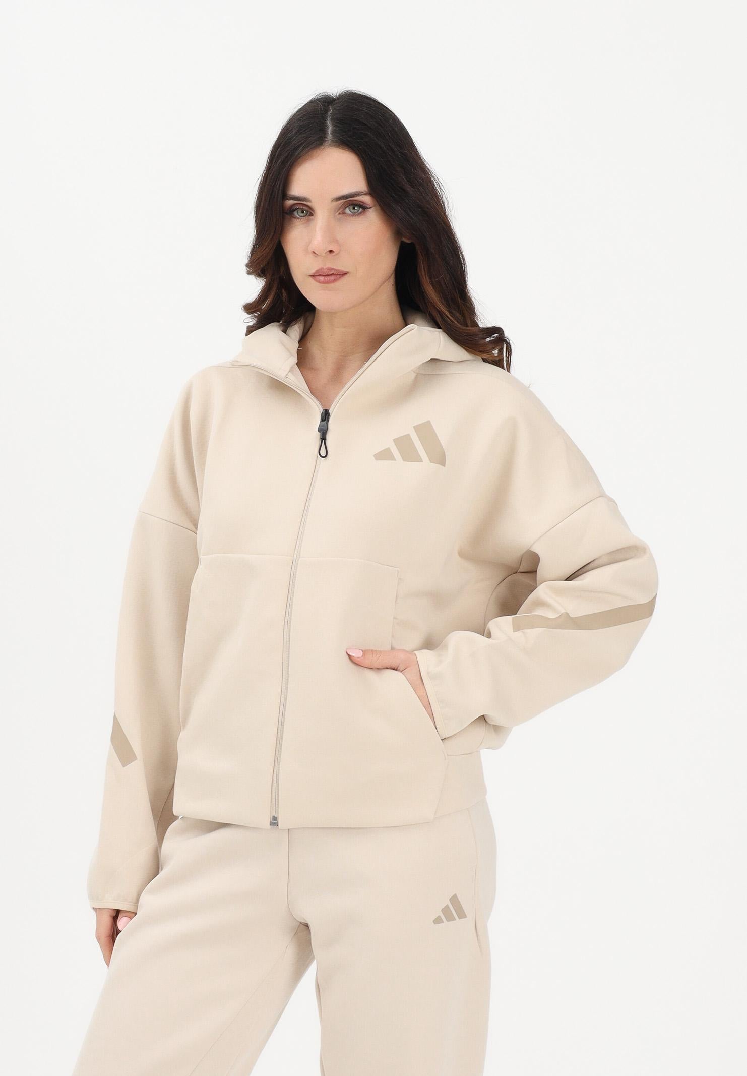 ADIDAS PERFORMANCE Felpa con zip ZNE beige da donna KE4746 . ADIDAS PERFORMANCE 