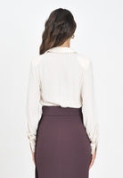 ELISABETTA FRANCHI Body a manica lunga avorio da donna in georgette di viscosa e  raso CB00356E2 DZ9 ELISABETTA FRANCHI 