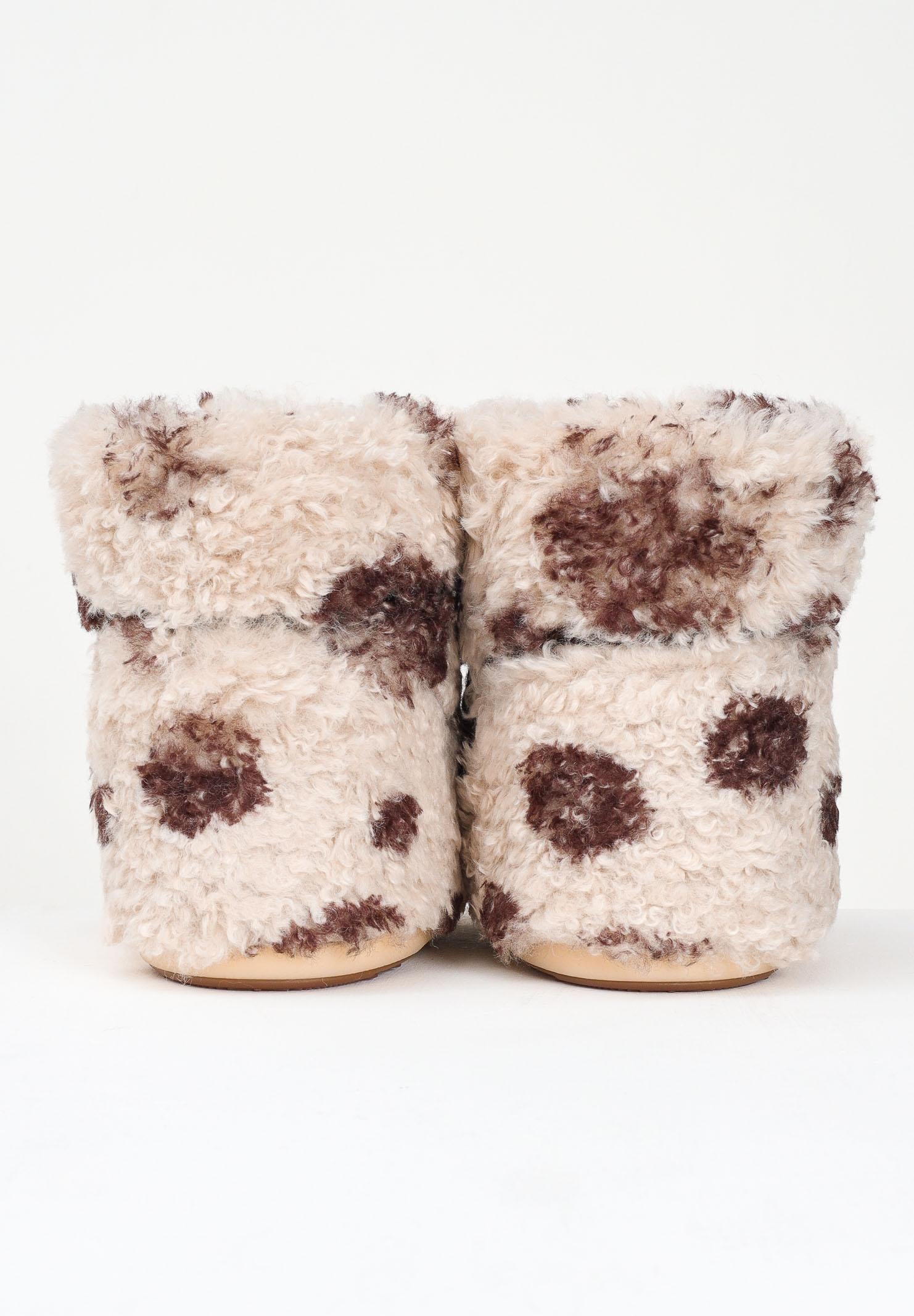 MOON BOOT Stivali da neve ICON LOW CURLY beige da donna con stampa cow 80D1409690 MM04 MOON BOOT 