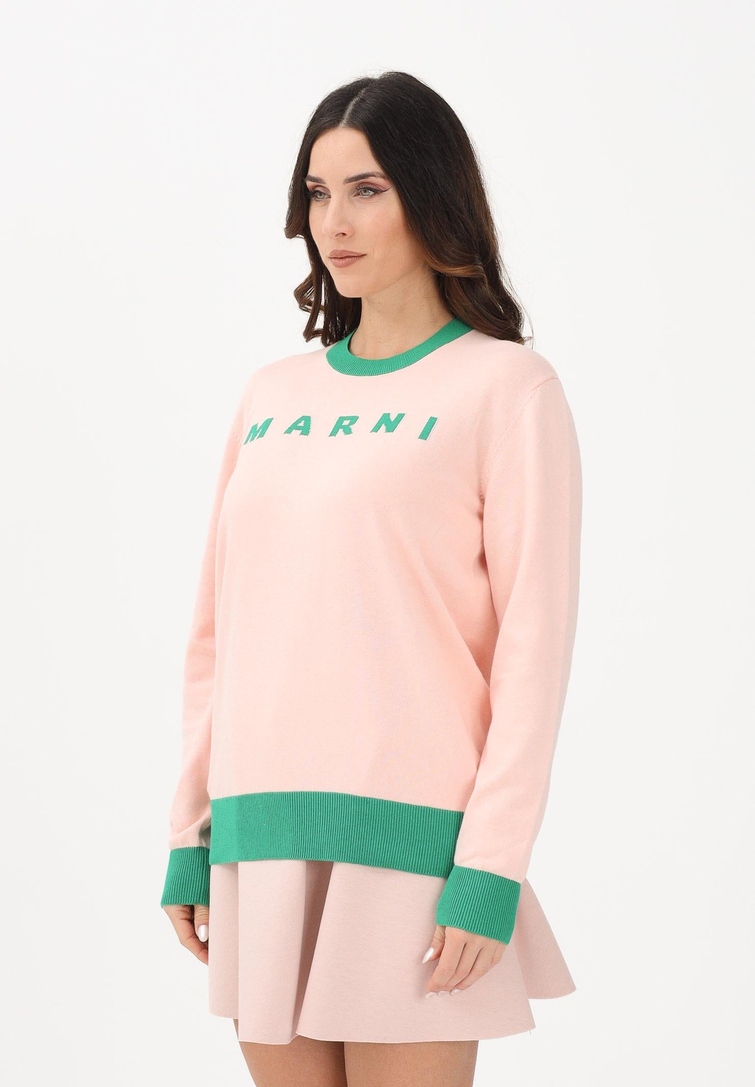 MARNI Maglioncino girocollo rosa per donna, ragazze e bambine con logo M01815M00X2 0M351 MARNI 